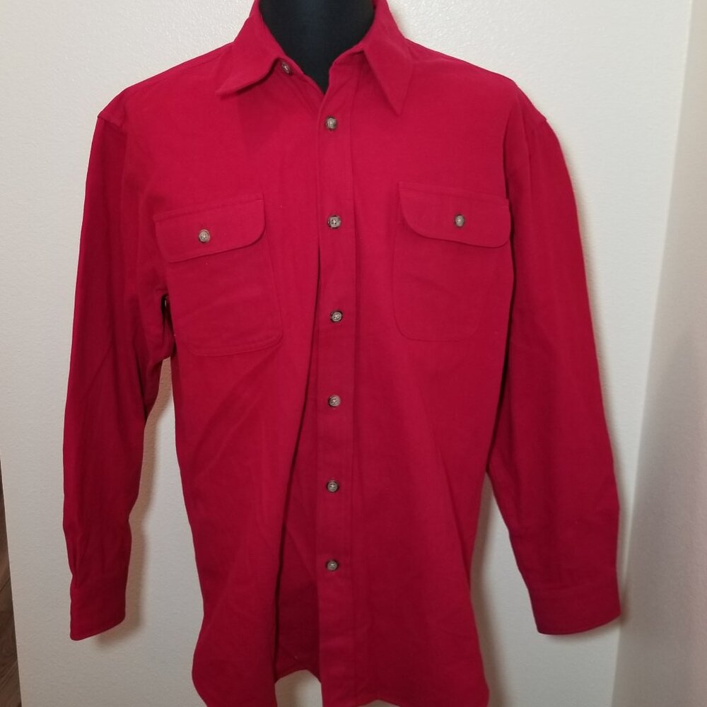 RedHead Mens Medium Red Button Down Long Sleeve Flannel Shirt Retro Outdoor Camp